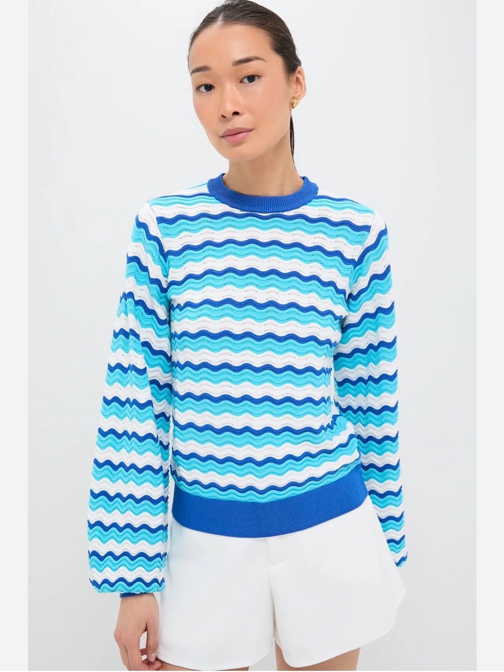 Tuckernuck Hyacinth House Aqua Wavy Stripe Callie Crewneck size XL